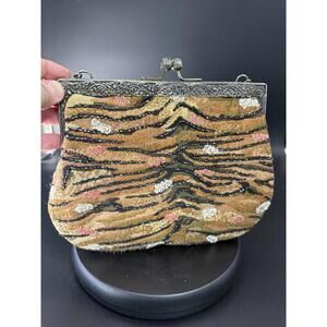 Vintage GORGEOUS Christiana Full Beaded/Sequin Tiger Stripes Handbag Purse